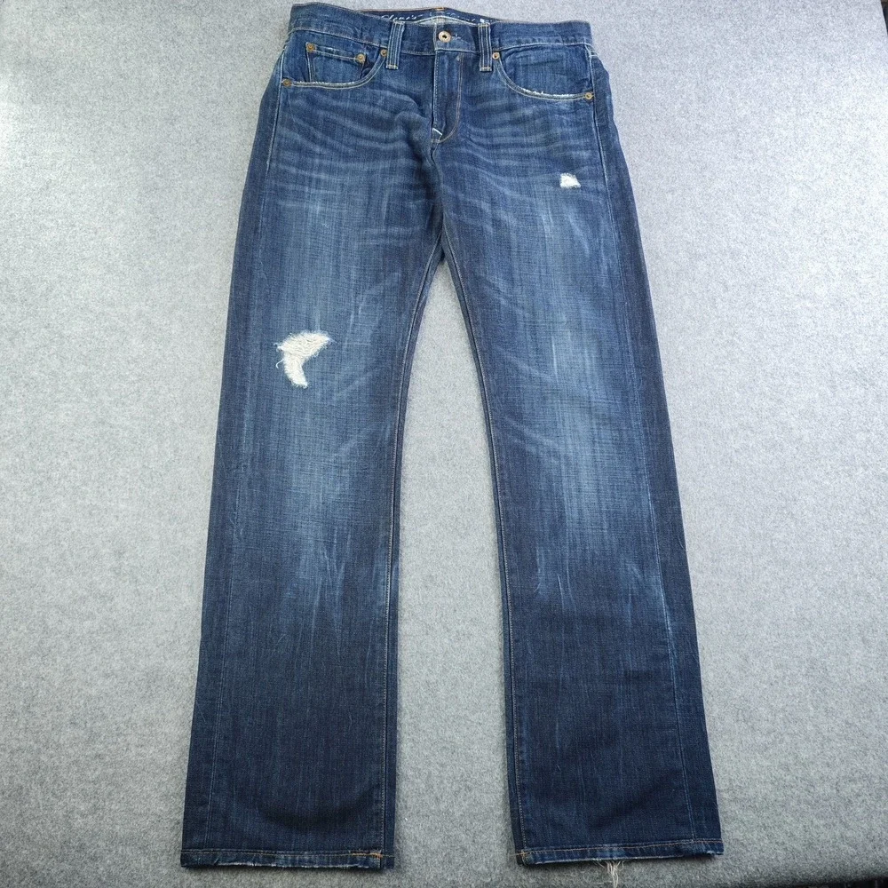 Levis Capital E Hesher Regular Straight Jeans Mens 30x32 Blue Distressed Dark